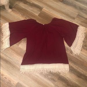 Maroon Boutique Fringe Top LG